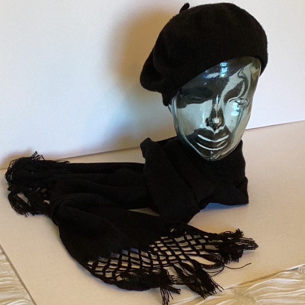 Black beret and scarf